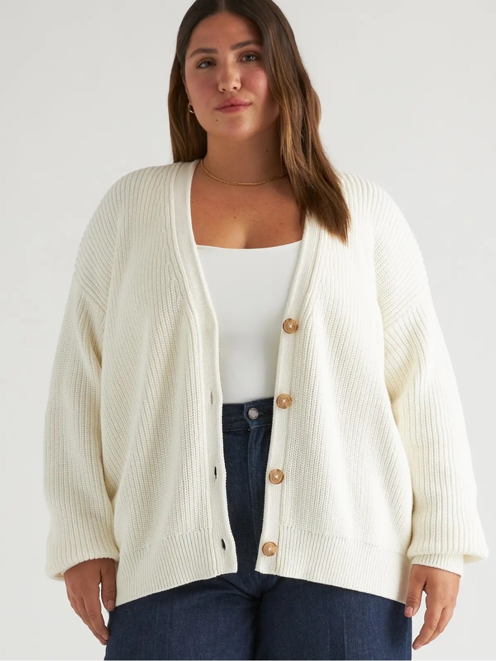 Quince 100% Organic Cotton Oversized Boyfriend Cardigan - Ivory Small